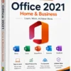 Office 2021 Home & Business educational eBook cover featuring Word, Excel, PowerPoint, Outlook, and OneNote for step-by-step learning.